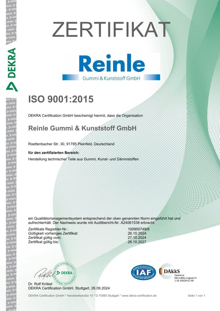 Reinle Gummi & Kunststoff GmbH DIN ISO 14001